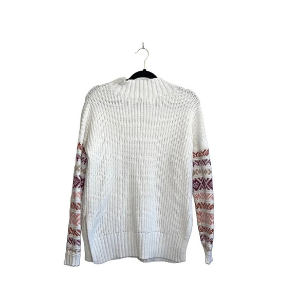 Maurices White Fair Isle Sleeve Mock Neck Oversized Tunic Sweater Small Women’s - Picture 7 of 12
